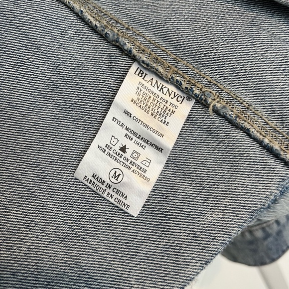 Blank NYC Raw Hem Distressed Denim Jacket - Picture 3 of 4
